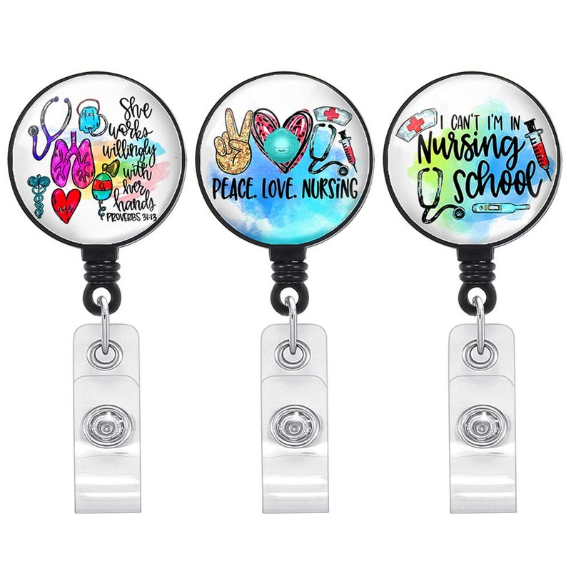 Coeufuedy Retractable Blue Badge Reel- Badge Holder with Alligator Clip - 3 Pack Nurse Badge Clip for ID Card (Blue Nurse) - Image 1